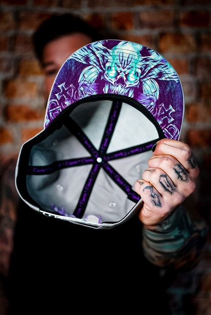 Purple Skull Snapback - Grey - Capiche Caps Snapback