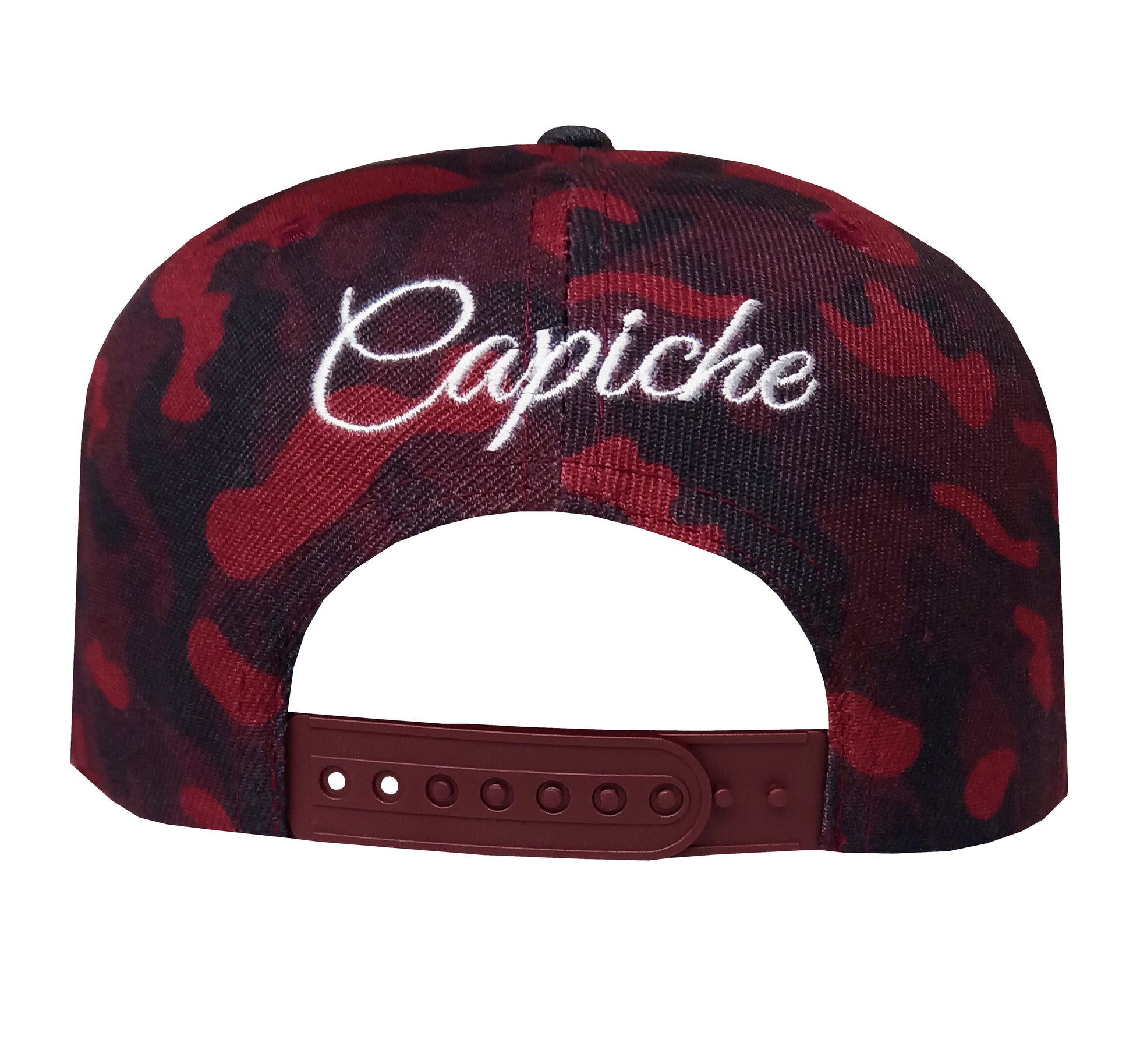 Red Camo Snapback - Suede Brim - Capiche Caps Suede