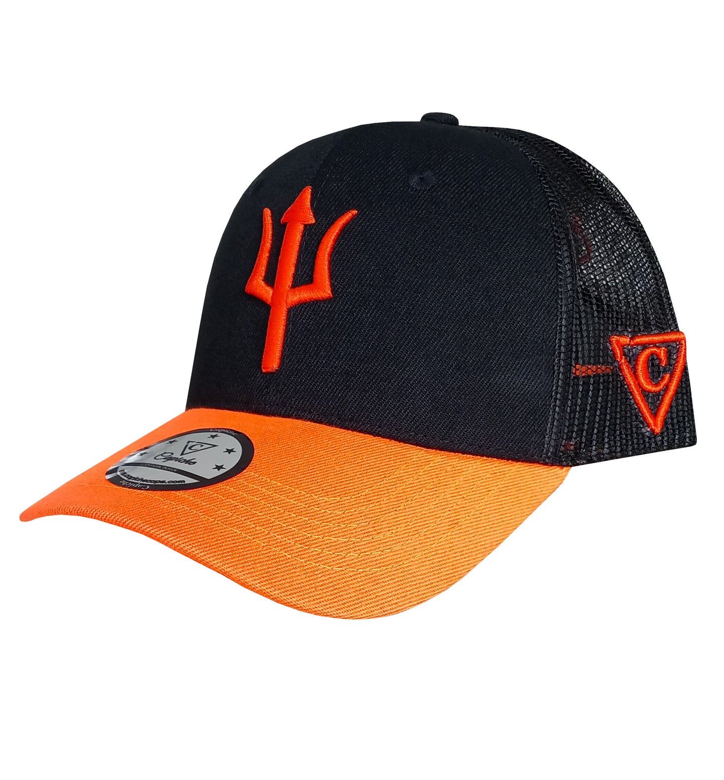 Aethon Trucker Cap - Black/Orange - Capiche Caps Black