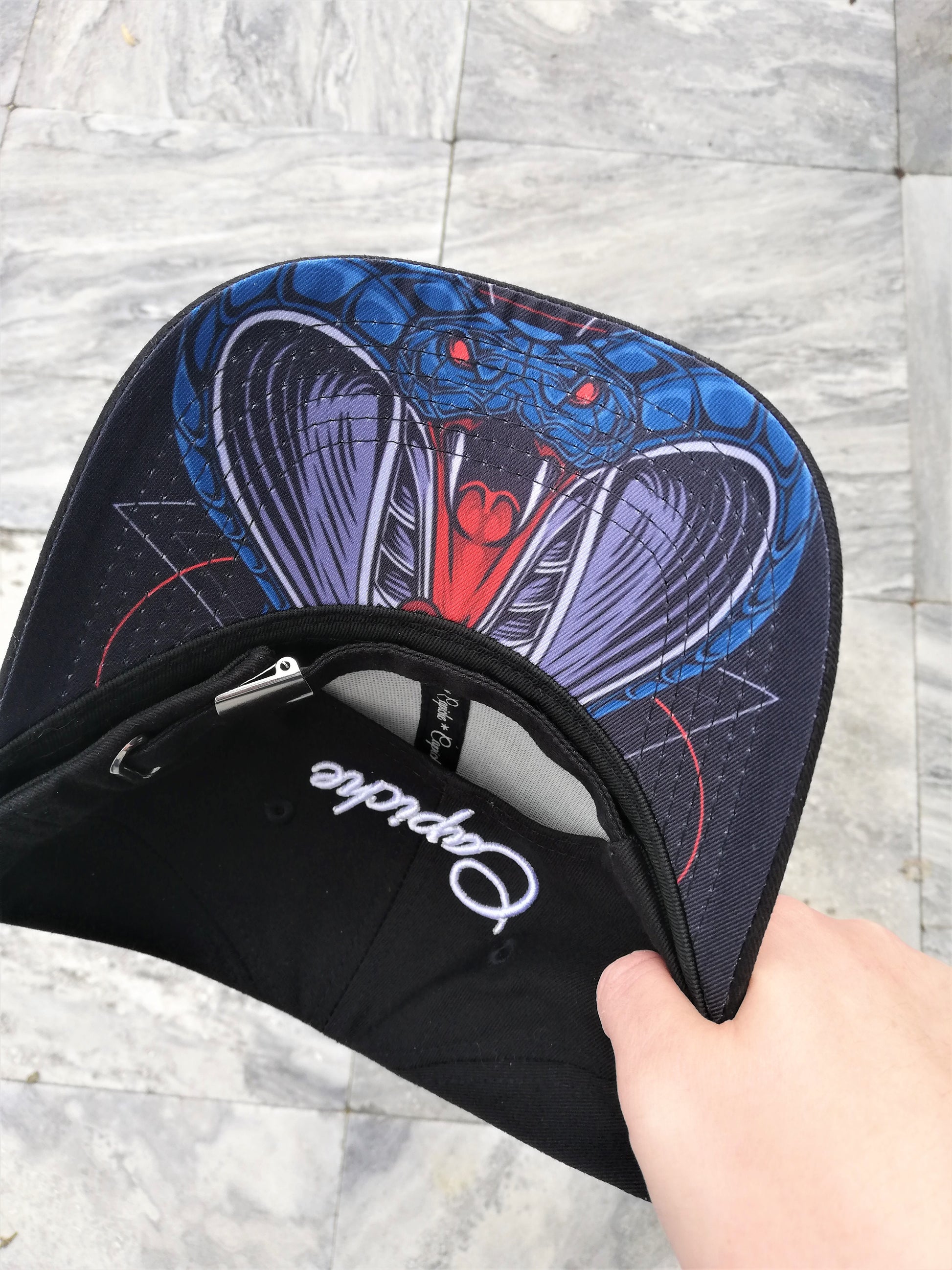 Angry Cobra Curved Baseball Cap - Black - Capiche Caps Curved Cap