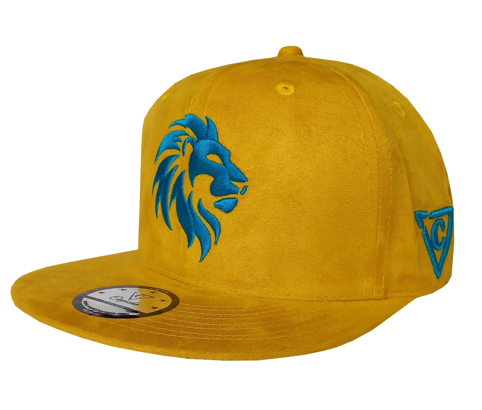 Fighting Lions Snapback - Yellow Suede - Capiche Caps Suede