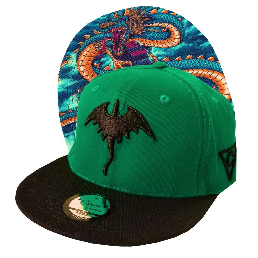 Capiche Chinese Dragon Green Snapback Cap (1).jpg