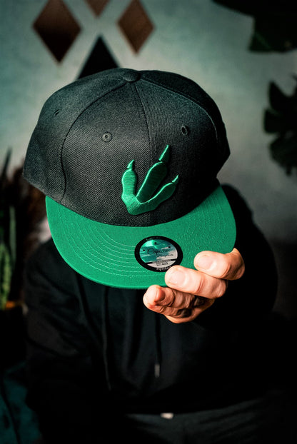 T-rex Snapback - Black/Green - Capiche Caps Black