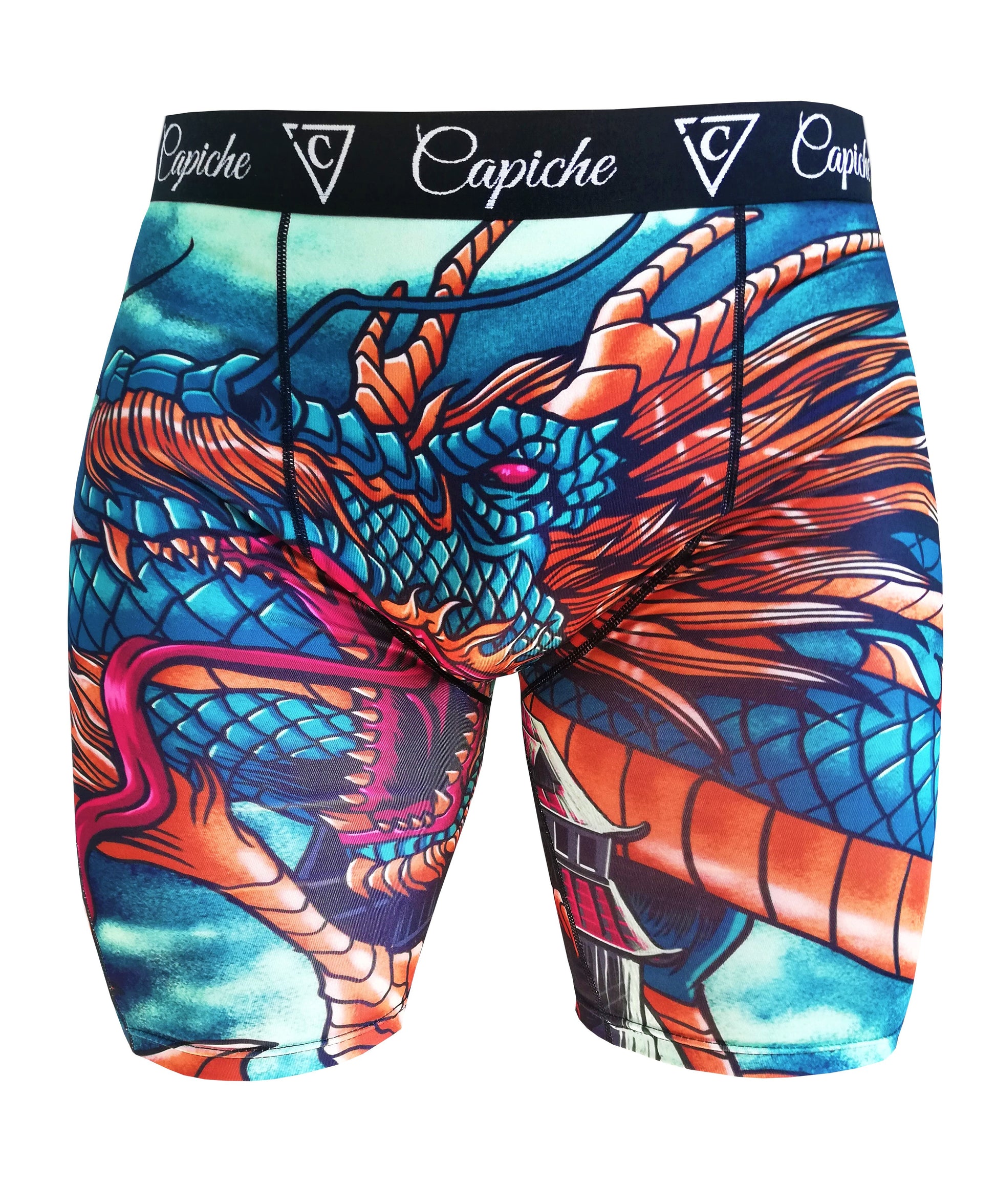 Chinese Dragon Long Mens Underwear - Green - Capiche Caps Underwear XL