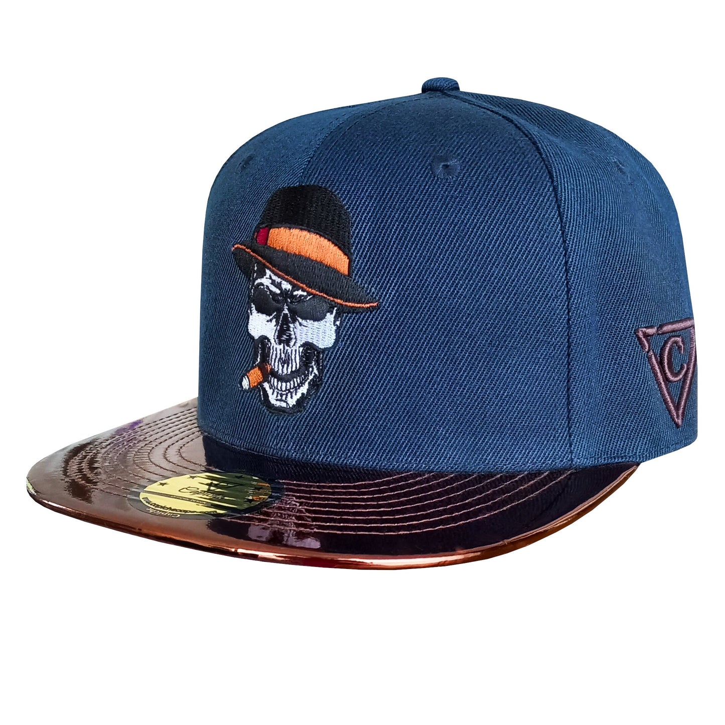 Cigar Snapback - Dark Blue/Brown Metallic - Capiche Caps Snapback