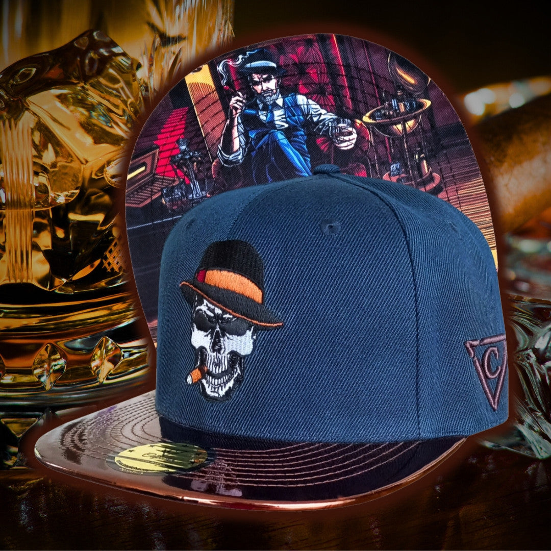 Cigar Snapback - Dark Blue/Brown Metallic - Capiche Caps Snapback