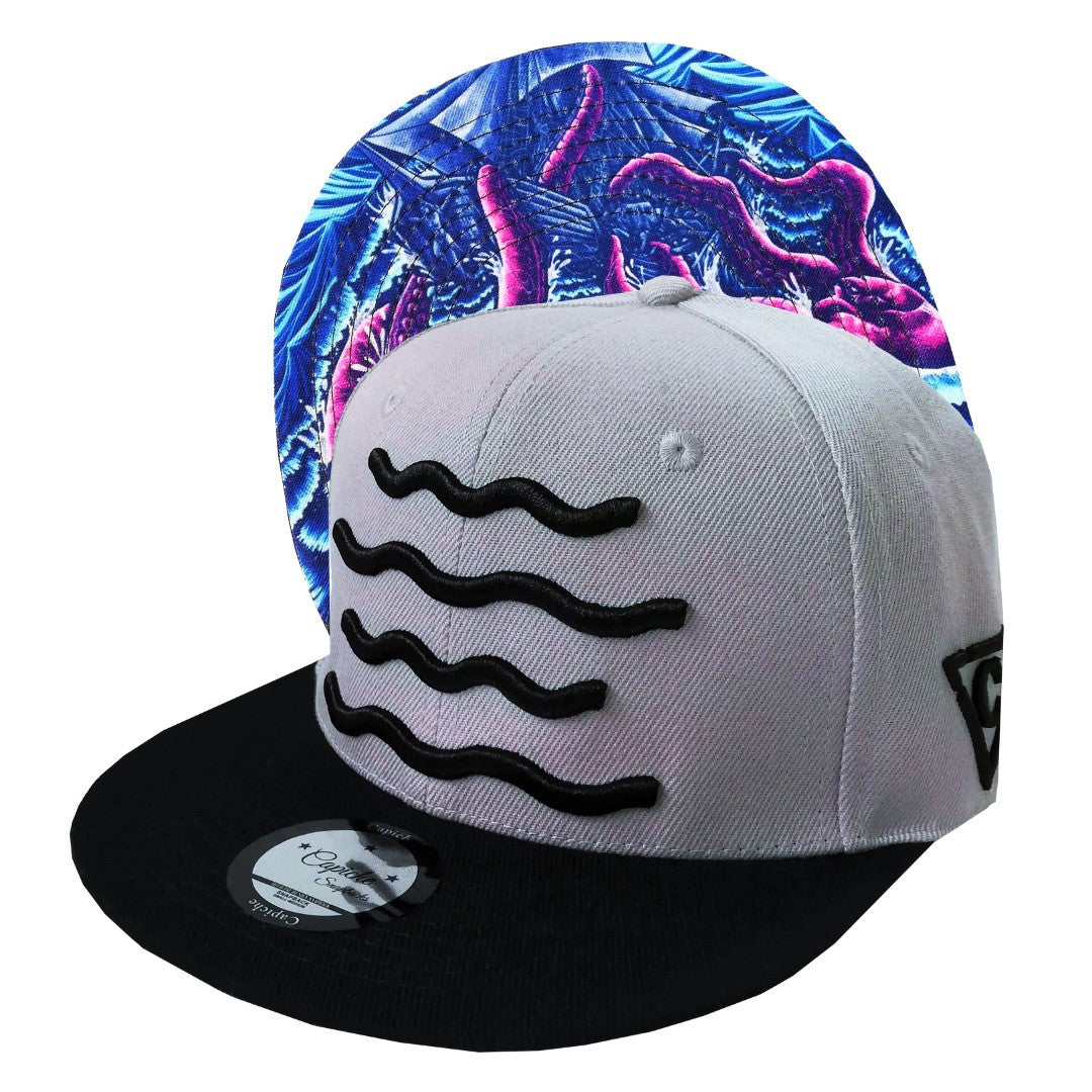 The Kraken Snapback - Grey/Black - Capiche Caps Black