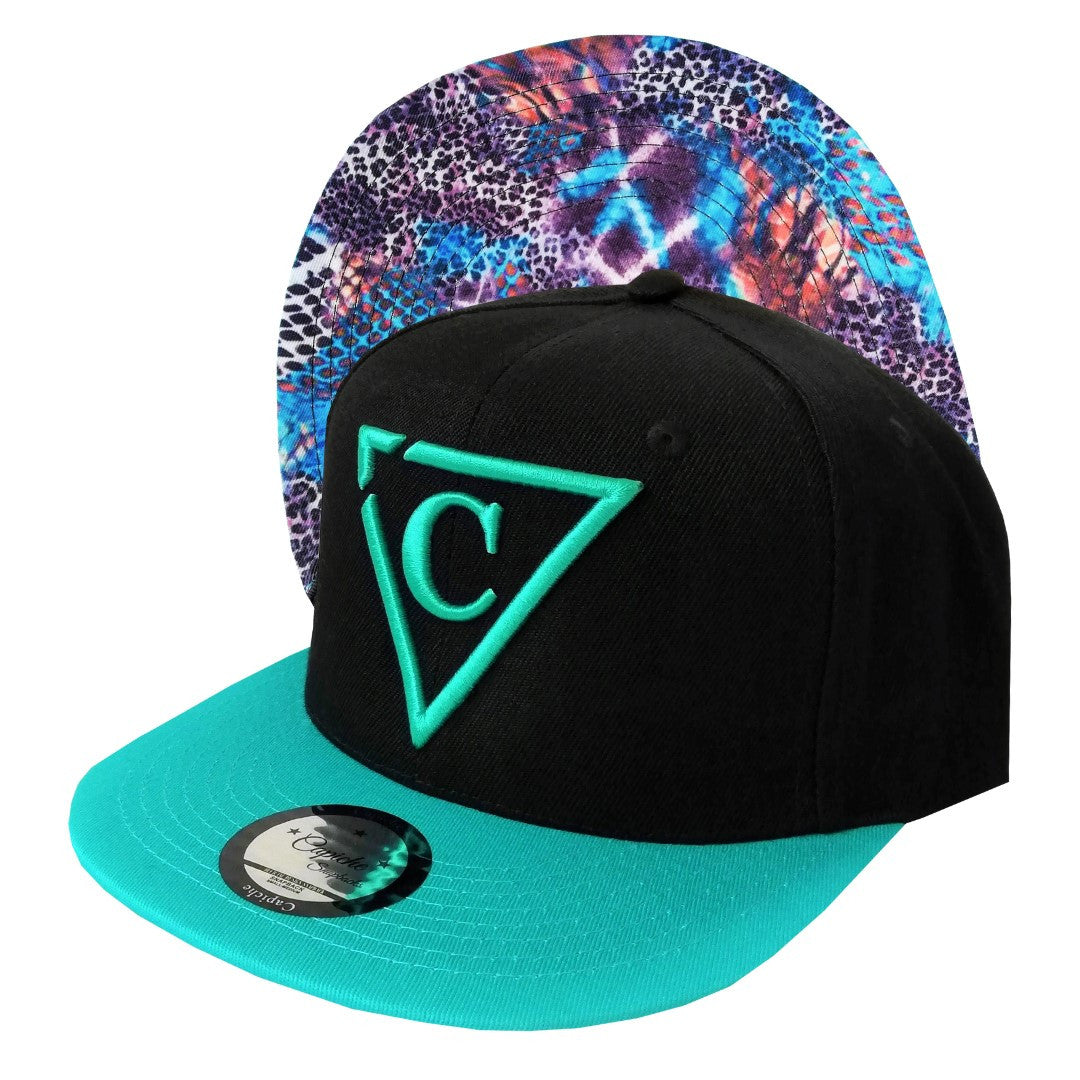 Animix Snapback - Black/Aqua - Capiche Caps Black