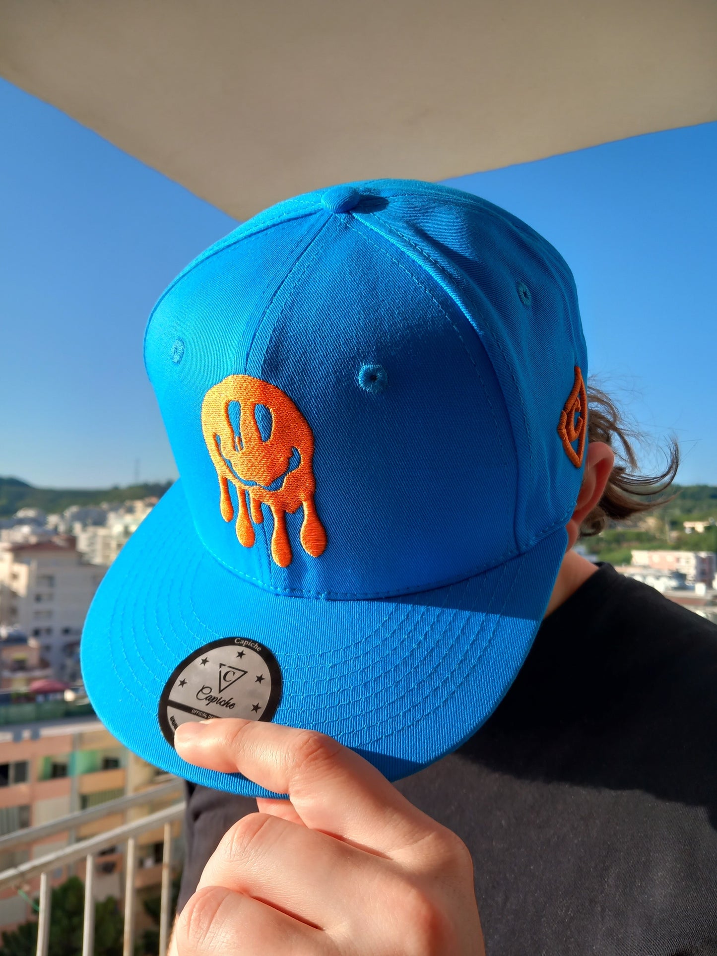 Smiley Gang Snapback - Blue/Orange - Capiche Caps Orange