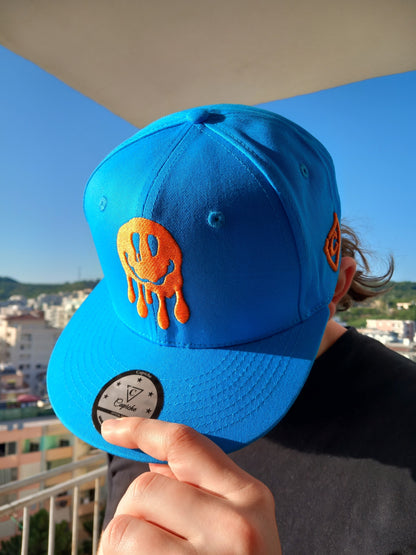 Smiley Gang Snapback - Blue/Orange - Capiche Caps Orange