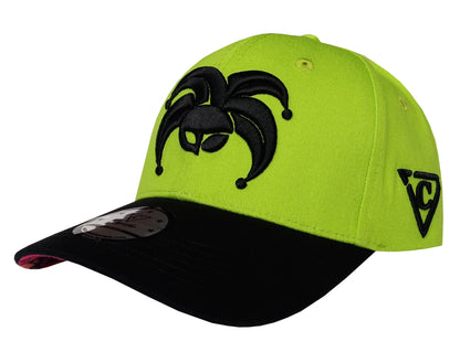 Carnival Clown Curved Baseball Cap - Neon Green - Capiche Caps Clown