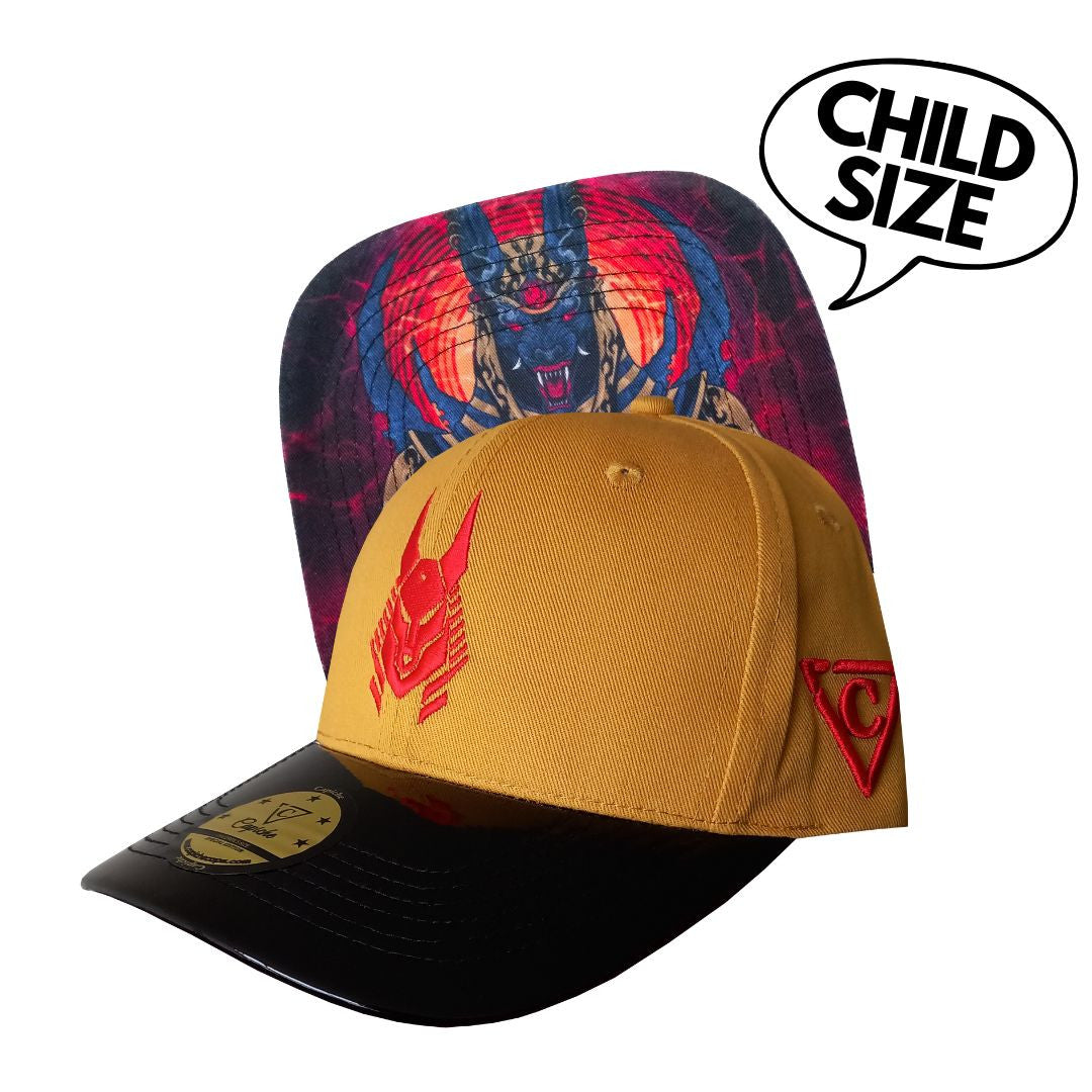 Anubis Curved Cap Child Size - Yellow/Metallic Black - Capiche Caps Black