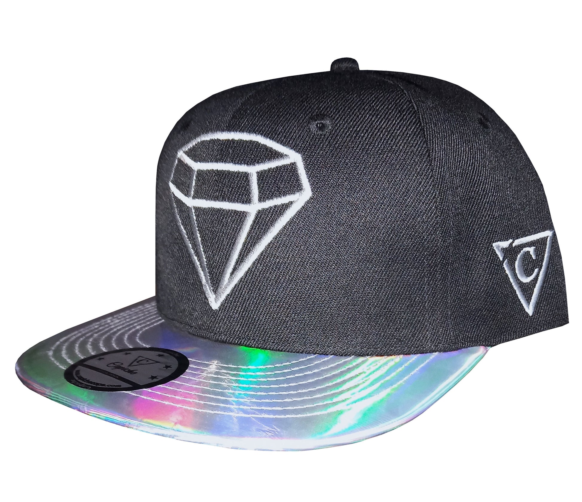 Clear Diamond - Black/Silver Holographic - Capiche Caps Black