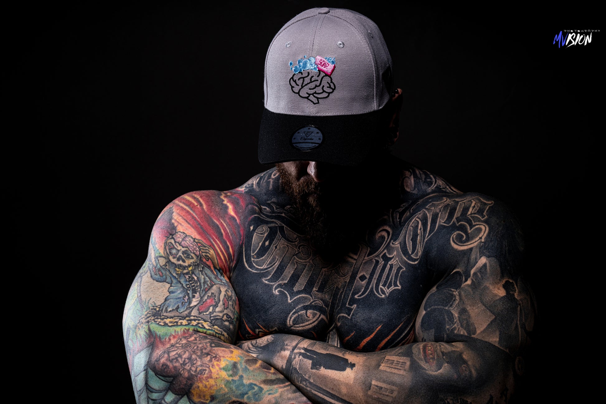 Brainwashed Curved Cap - Grey/Black - Capiche Caps Best Sellers