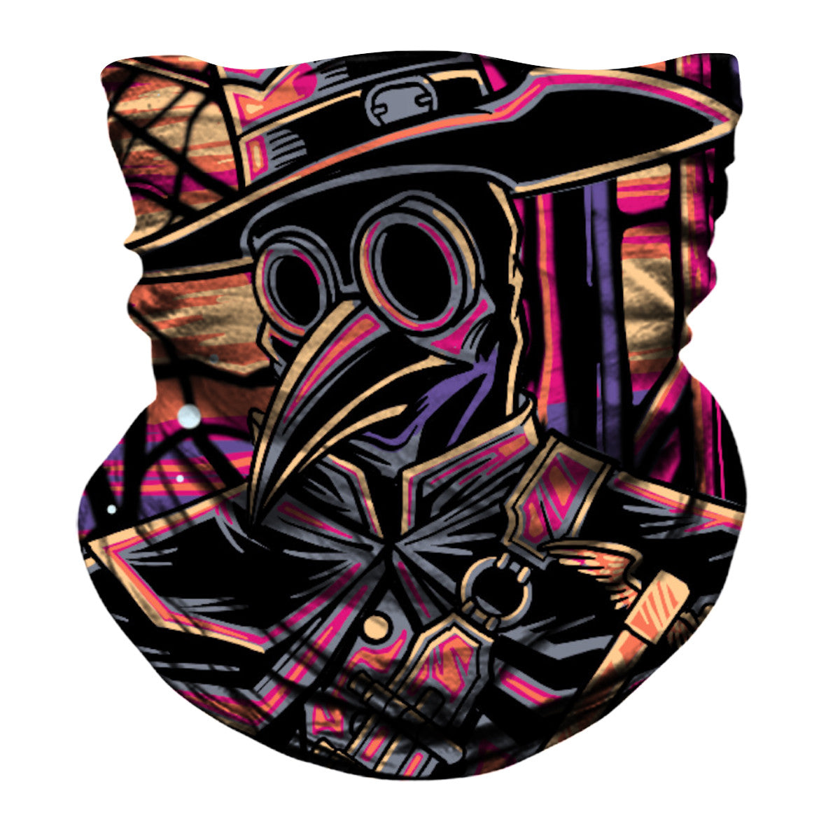 Death Plague Biker Mask - Orange/Pink - Capiche Caps Biker Mask