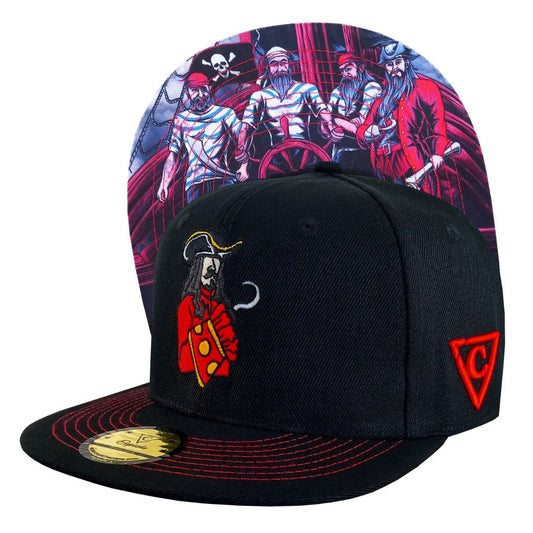 Pirates Snapback - Black & Red Stitches - Capiche Caps Black