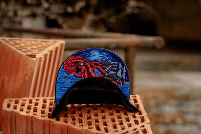 Enno_Ink x Capiche Collab Snapback Black Suede - Octopus - Capiche Caps Black