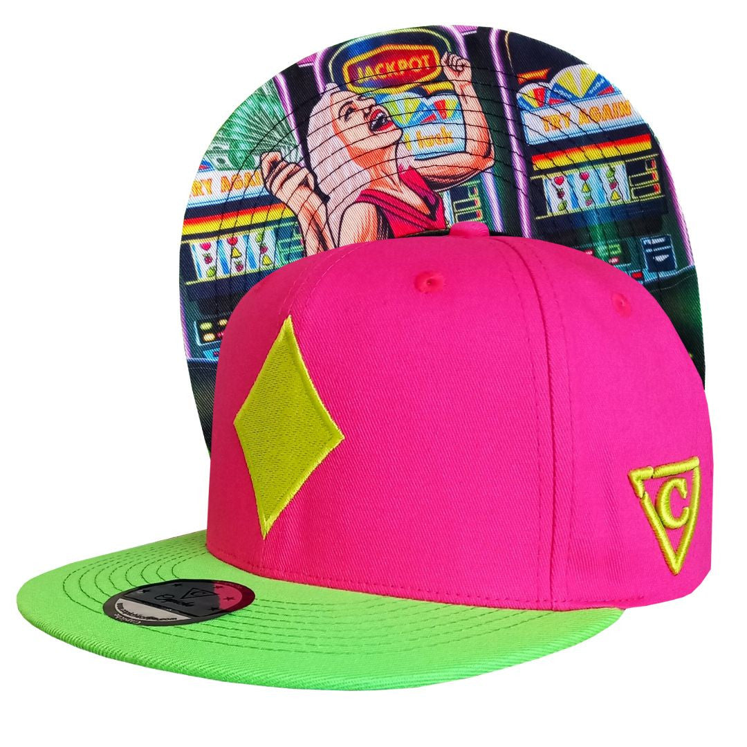 Jackpot Snapback - Neon Green/Neon Pink - Capiche Caps Casino