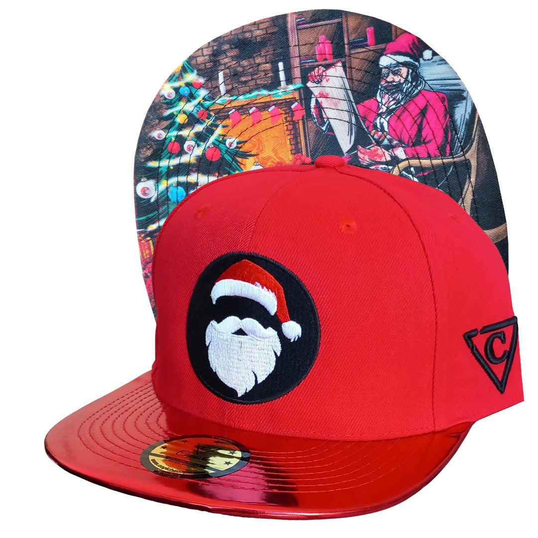 Santa's List Snapback - Red/Metallic - Capiche Caps Limited Edition