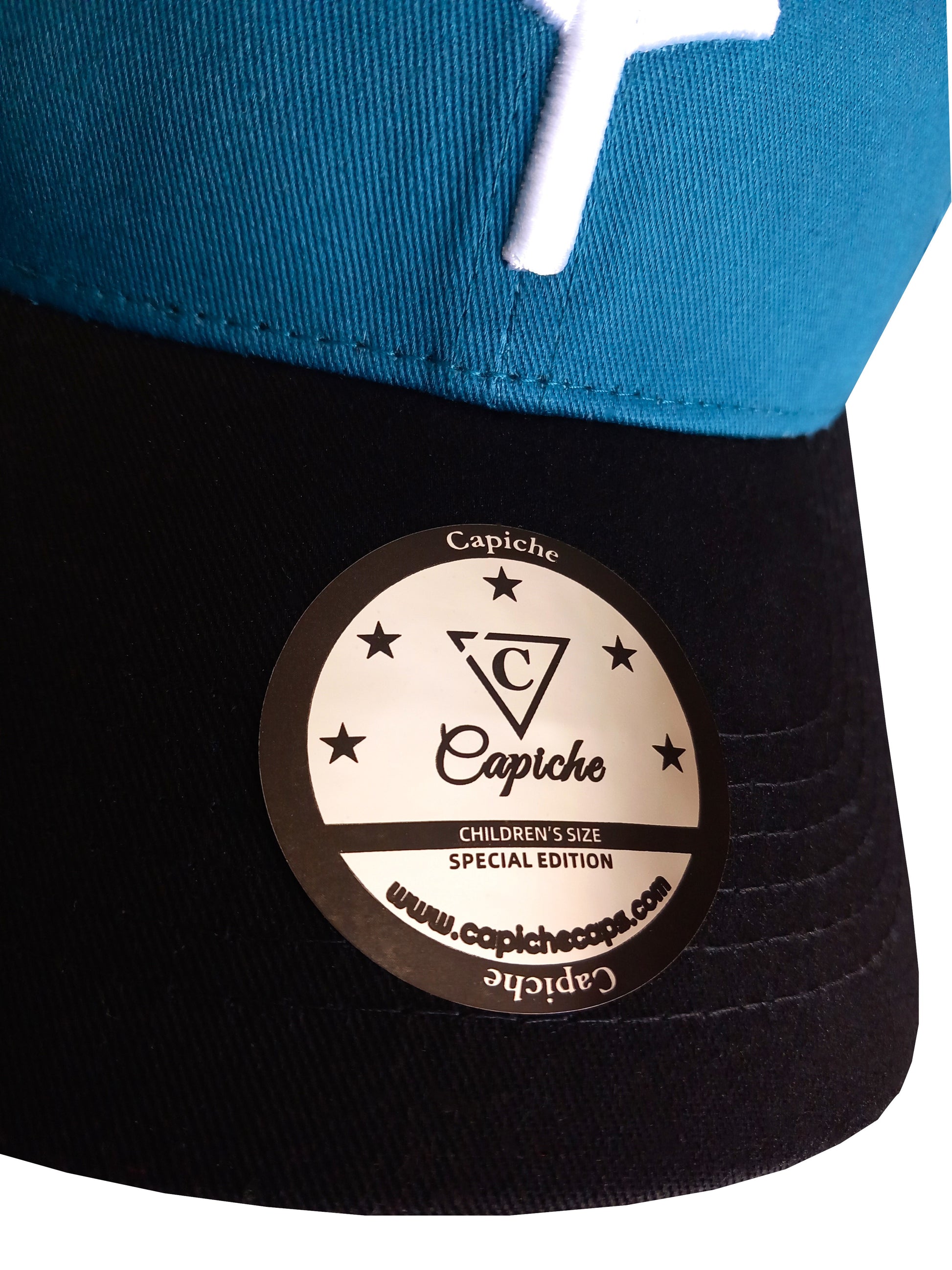 Poseidon Curved Cap Child Size - Black/Blue - Capiche Caps Black