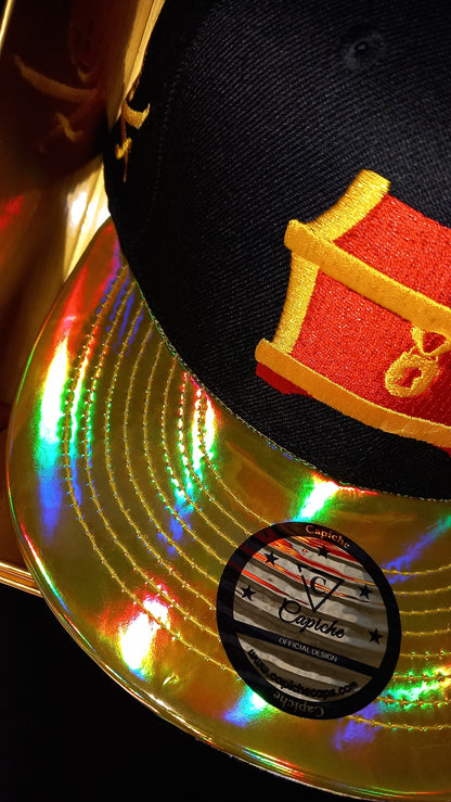 Go For Gold Snapback - Black/Gold Holographic - Capiche Caps Black