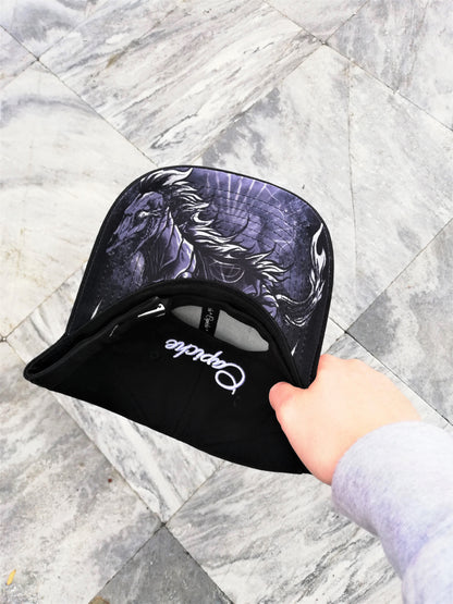 Immortal Horse Curved Baseball Cap - Black - Capiche Caps Black