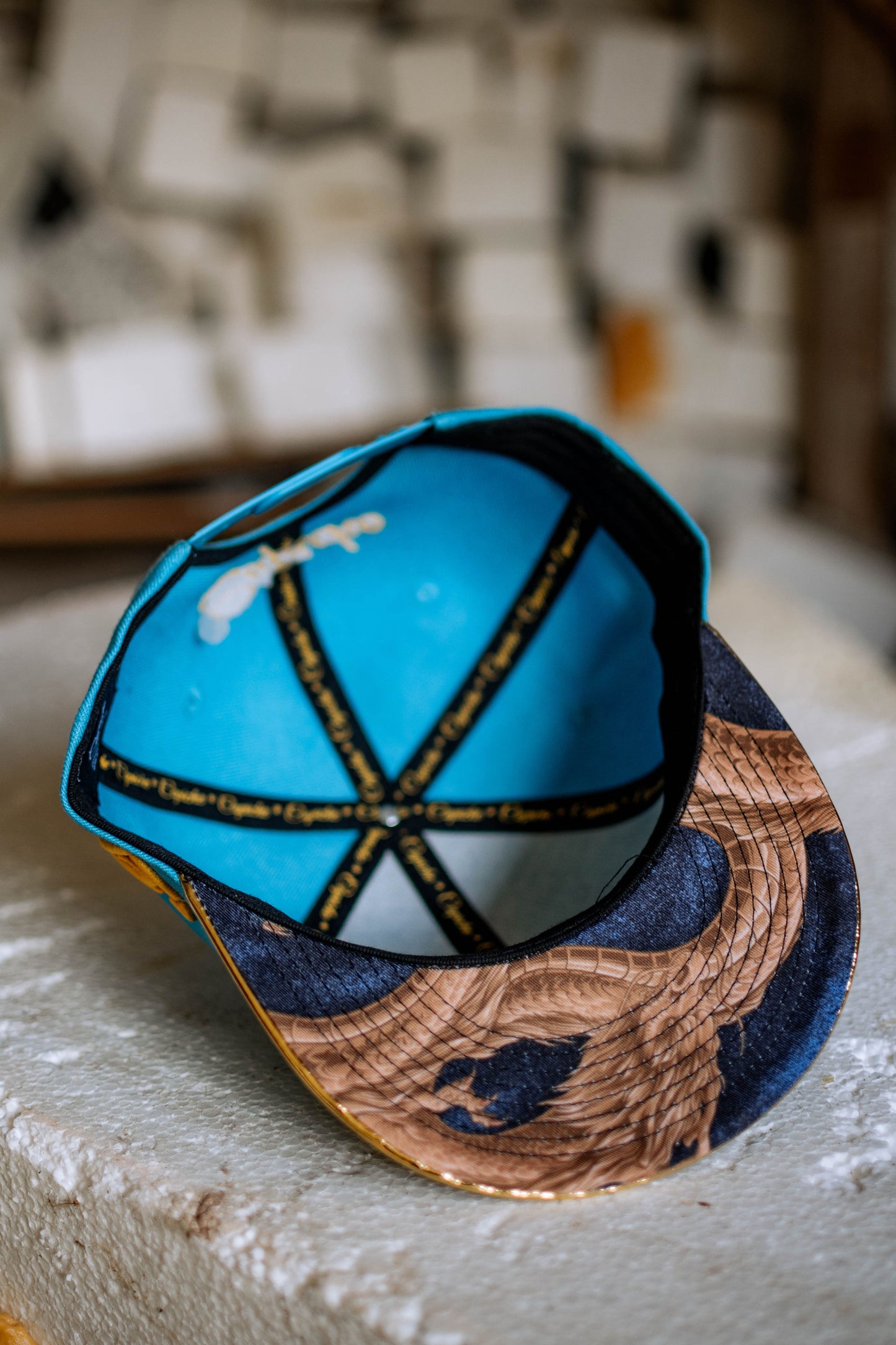 Golden Dragon Snapback - Blue/Gold - Capiche Caps Snapback