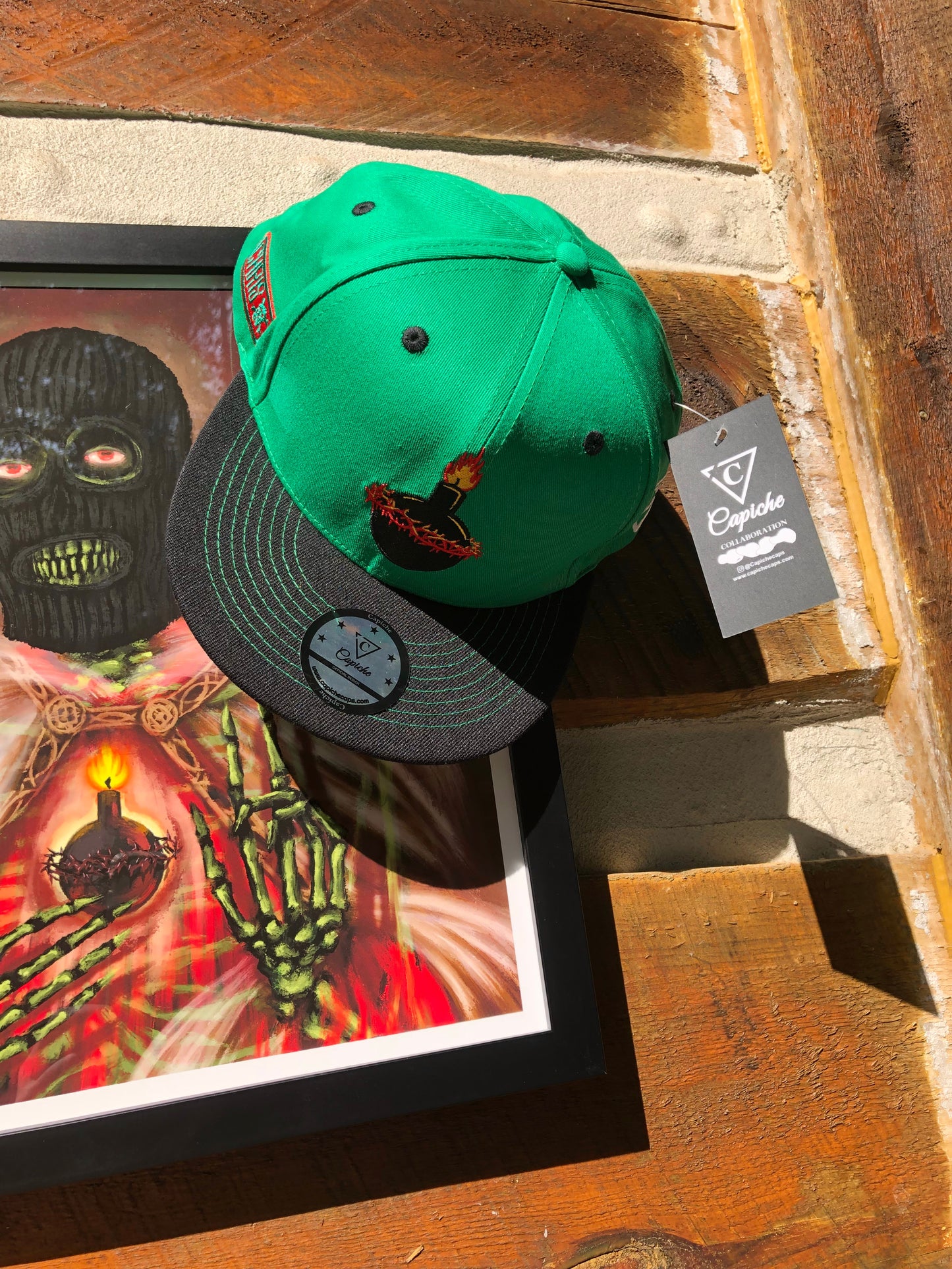 Chris Labonte x Capiche Collab Snapback - Green/Black - Capiche Caps Black