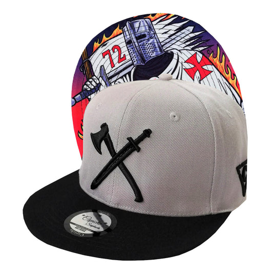 Knight Templar Snapback - Grey/Black - Capiche Caps Black