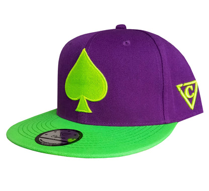 Black Jack Snapback - Purple/Neon Green - Capiche Caps Casino