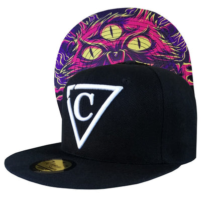 Purple Monster Cat Snapback - Black - Capiche Caps Snapback