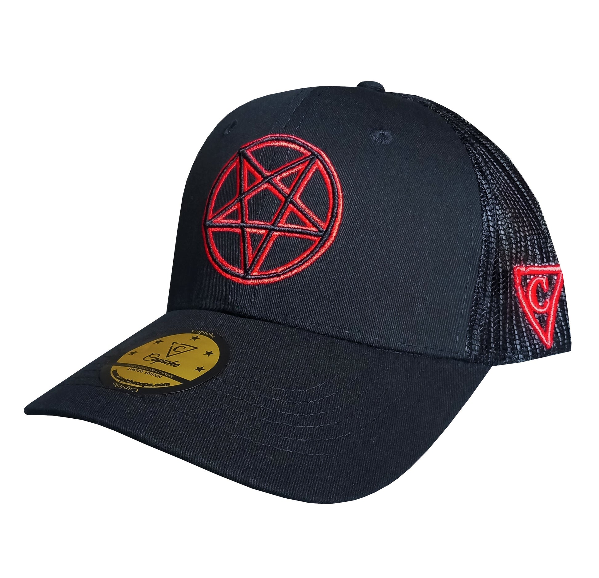 Daniel Engelson x Capiche Collab Trucker Cap - Grind With Your Demons - Capiche Caps Black