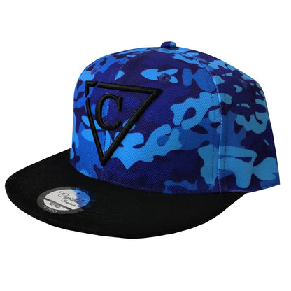 Blue Camo Snapback - Capiche Caps Black