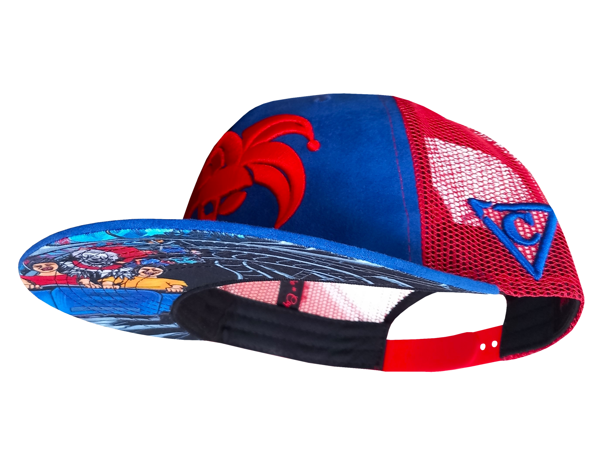 Wild Ride Trucker Snapback - Blue Suede/Red Mesh - Capiche Caps Clown