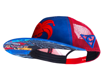 Wild Ride Trucker Snapback - Blue Suede/Red Mesh - Capiche Caps Clown