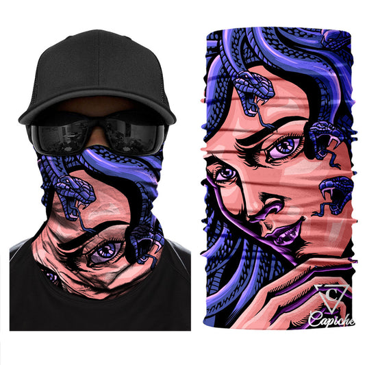 Medusa Biker Mask - Purple/Beige - Capiche Caps Purple