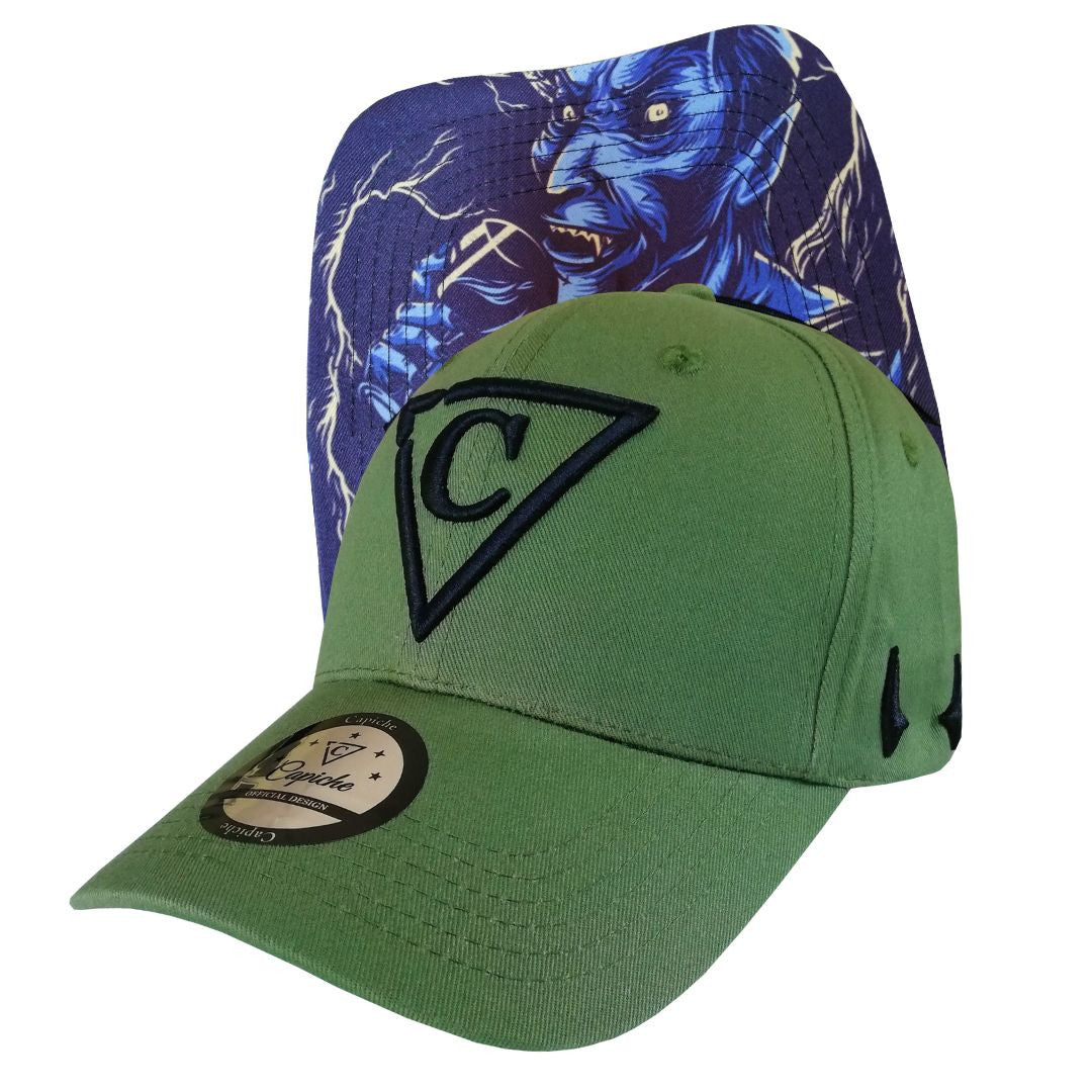 Lucifer Curved Baseball Cap - Green - Capiche Caps Curved Cap