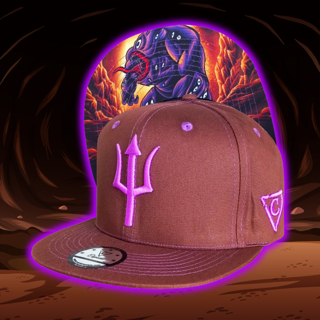 Argus Snapback - Brown/Purple Stitches - Capiche Caps Purple