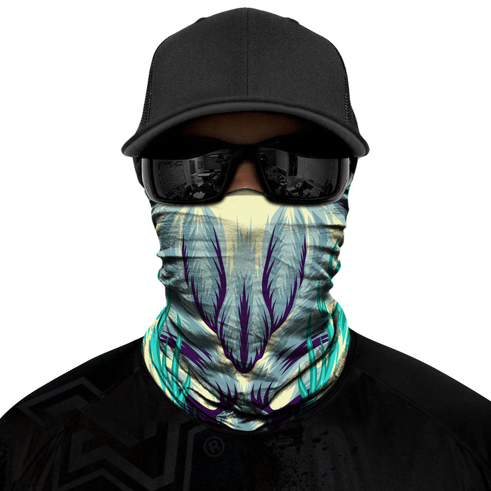 Purple Skull Biker Mask - Light Grey/Blue - Capiche Caps Biker Mask