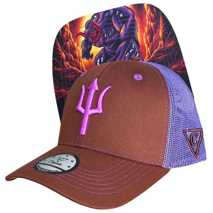 Argus Trucker Cap - Brown/Purple - Capiche Caps Purple