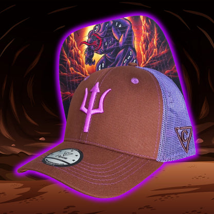 Argus Trucker Cap - Brown/Purple - Capiche Caps Purple