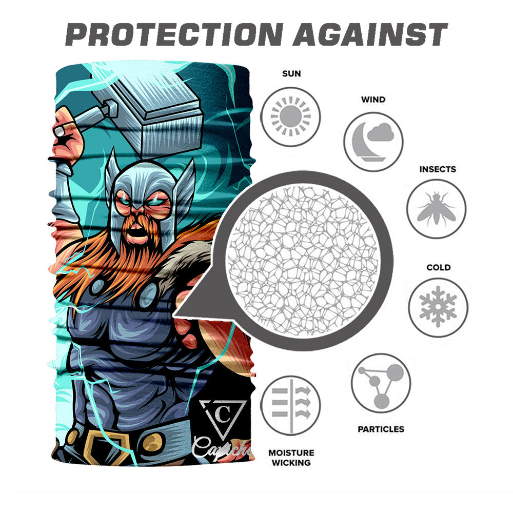 Thor Biker Mask - Blue/Orange - Capiche Caps Biker Mask