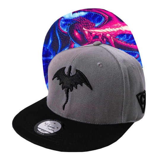 Fire Dragon Snapback - Grey/Black - Capiche Caps Black