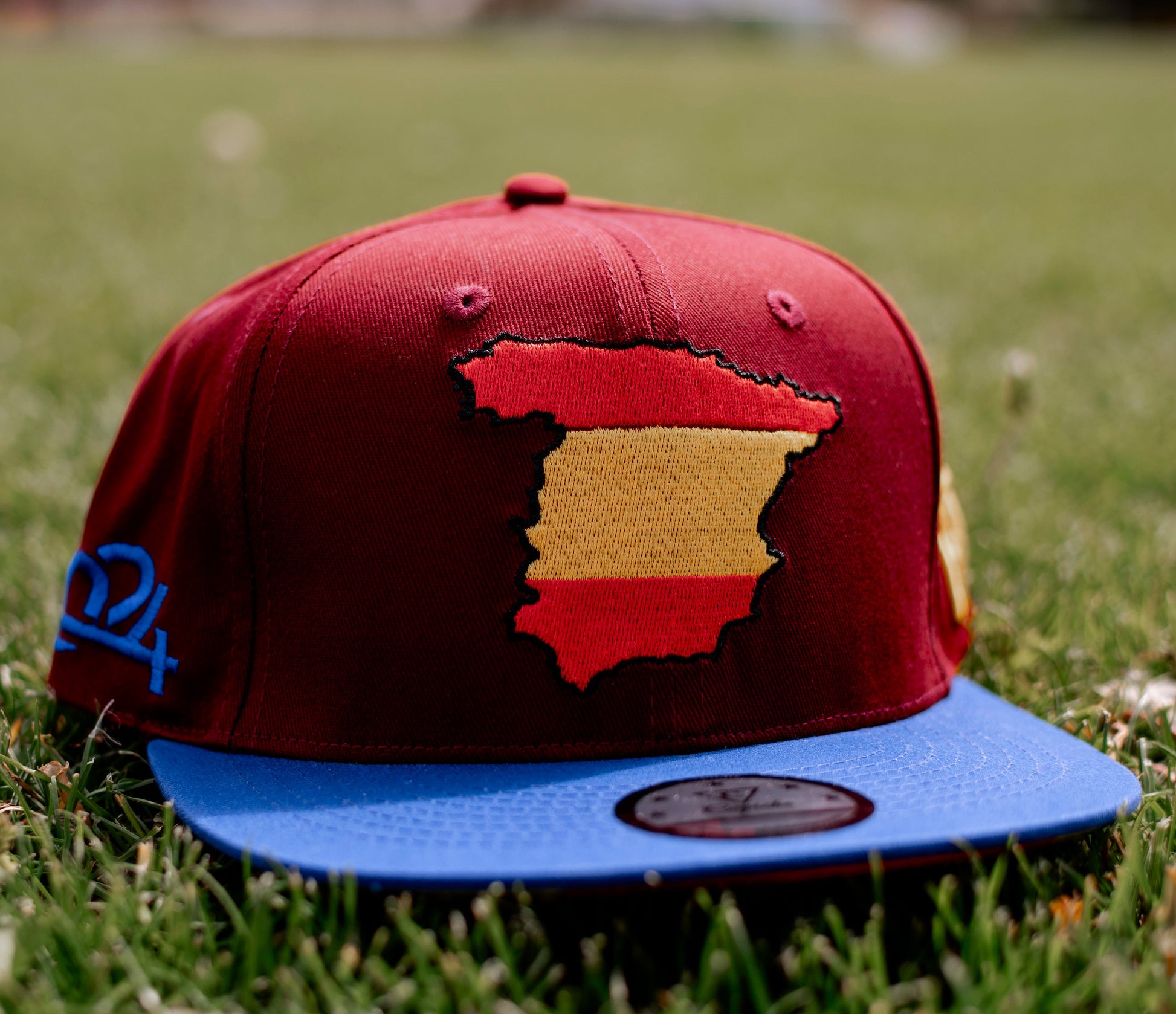 European Championship Spain Dark Red Snapback Baseball Cap Blue Brim (12).jpg