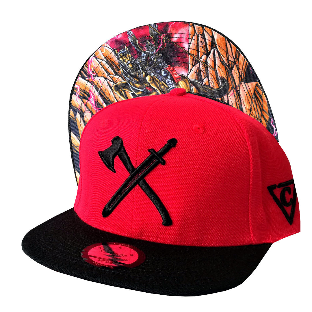 Capiche Winged Hussar Warrior Red Black Snapback Cap (1).jpg