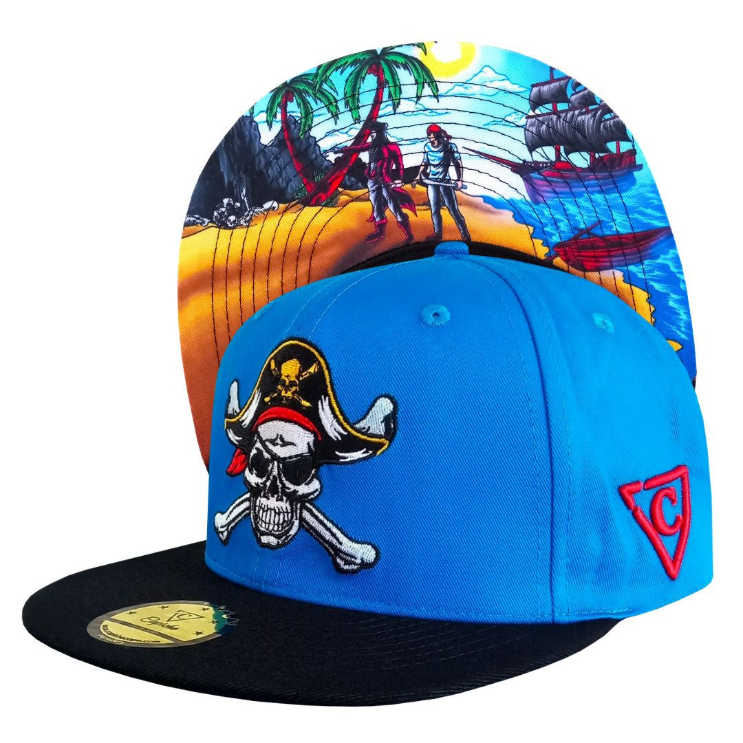 Treasure Hunting Snapback - Blue/Black - Capiche Caps Black