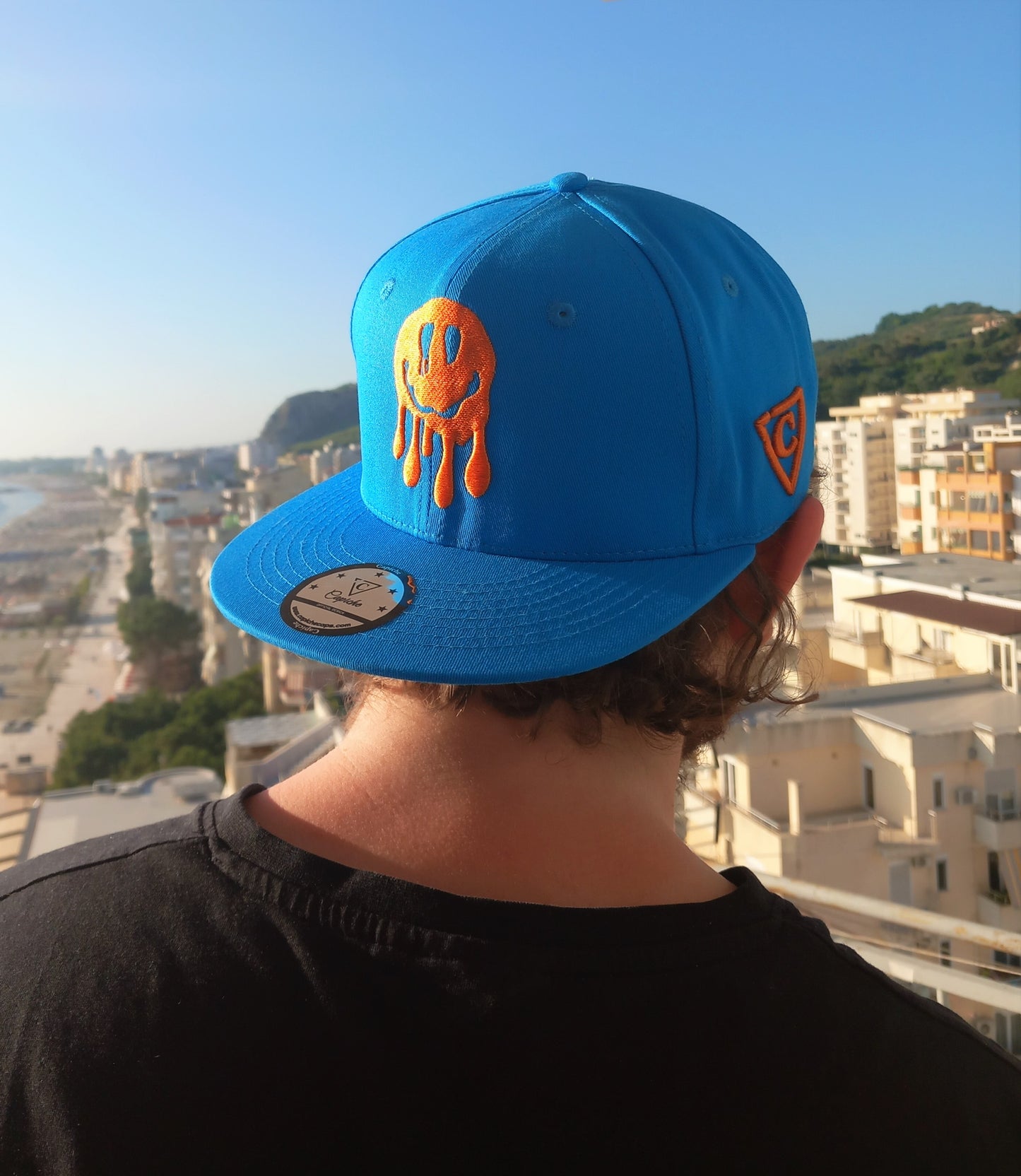 Smiley Gang Snapback - Blue/Orange - Capiche Caps Orange