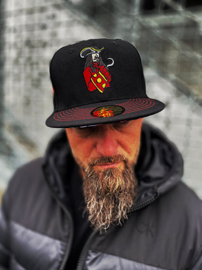 Pirates Snapback - Black & Red Stitches - Capiche Caps Black