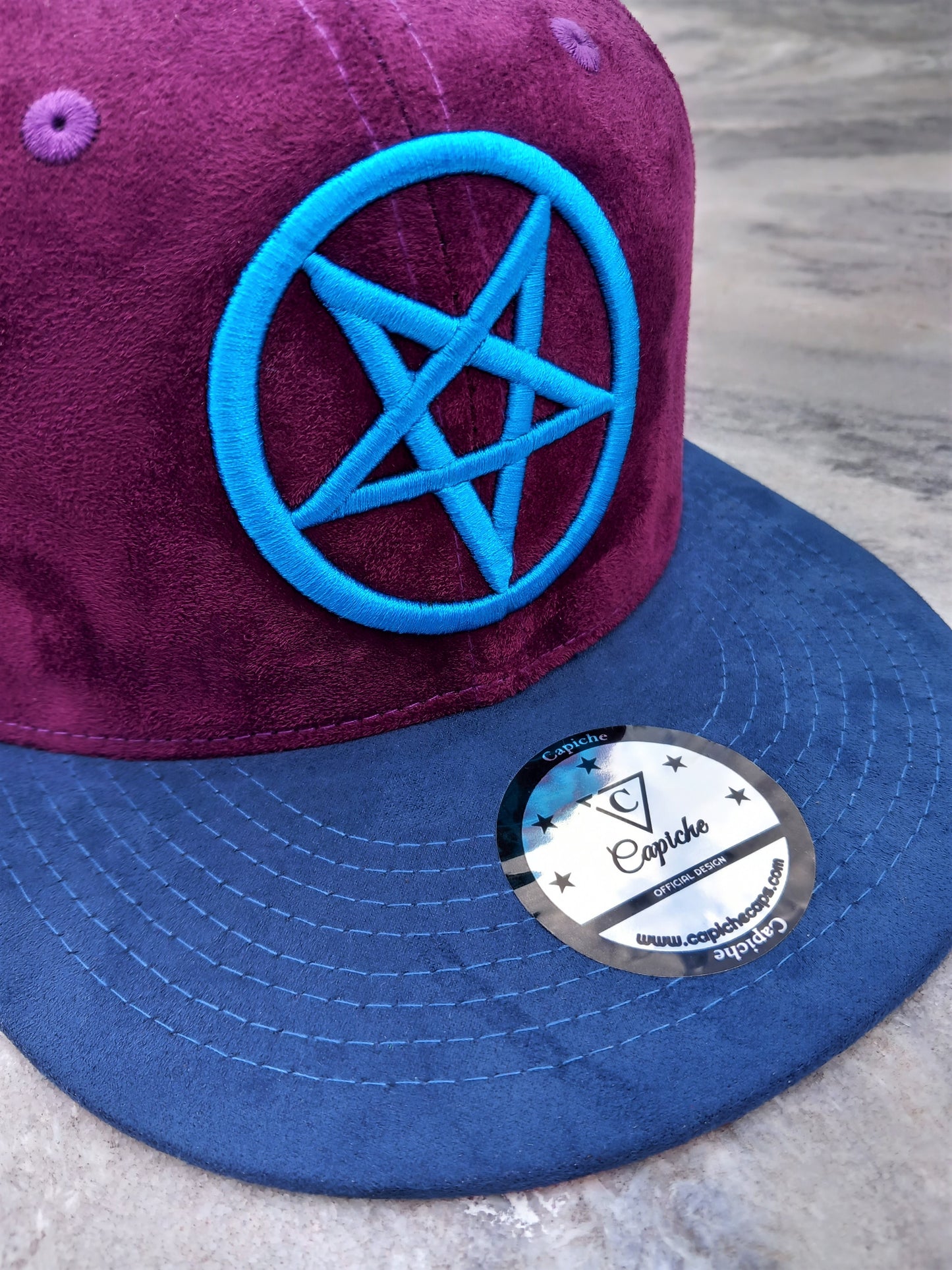 Cursed Family Snapback - Purple/Blue Suede - Capiche Caps Purple