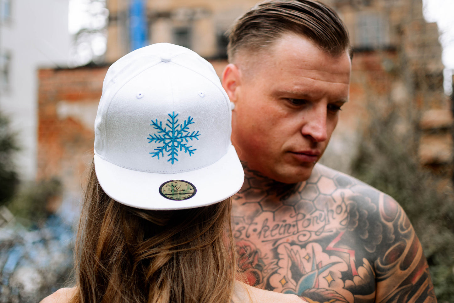 Snow Angels Snapback - White Suede - Capiche Caps Suede